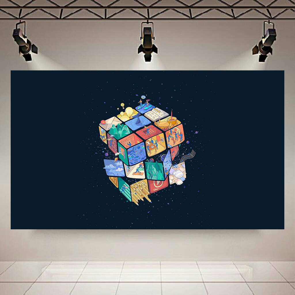 تابلو بوم طرح مکعب روبیک کد AR6750