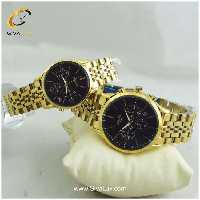 ست ساعت مچی  سه موتوره کرنوگراف فول استیل طلایی سیکو