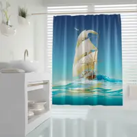 پرده حمام دلفین مدل Ship سایز 180x200 سانتی متر