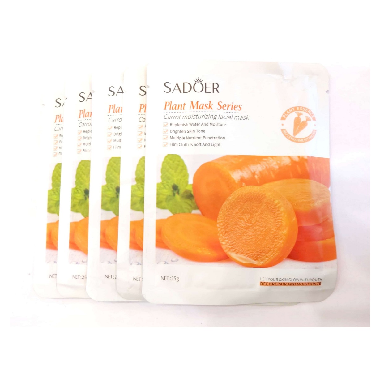 ماسک صورت سادور مدل هویج وزن 25 گرم مجموعه 5 عددی