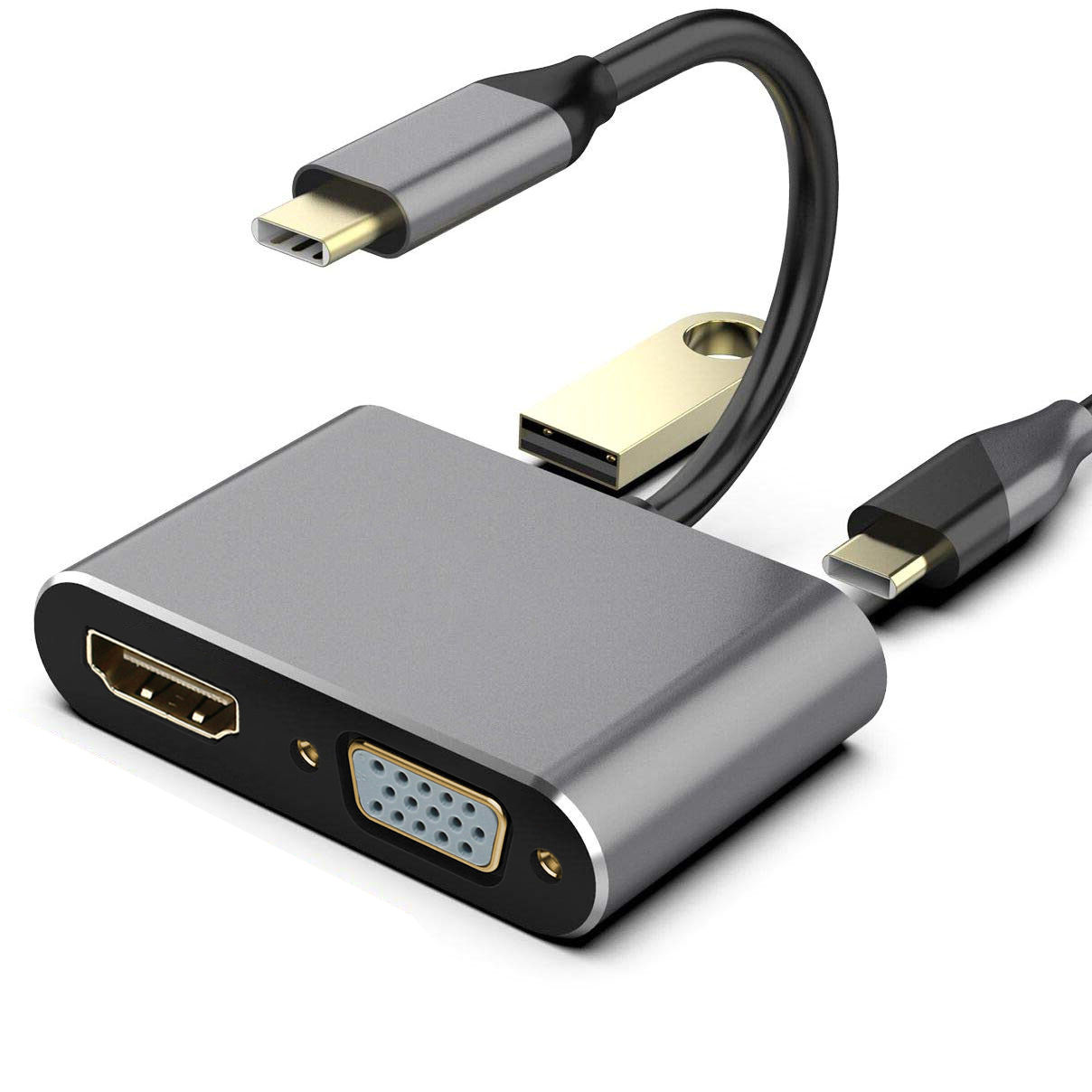 تبديل TYPE-C TO HDMI USB TYPE-C VGA كمبو - یاسین کامپیوتر