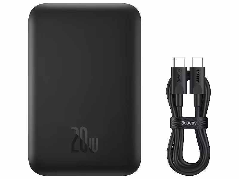 پاور بانک وایرلس 6000 میلی آمپر مگنتی بیسوس مدل Magnetic Wireless 20W PPCX020001 بهمراه کابل دو سر تایپ سی