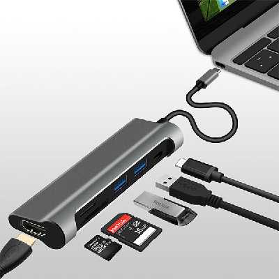  هاب 6 پورت USB-C جی سی پال مدل JCP6217