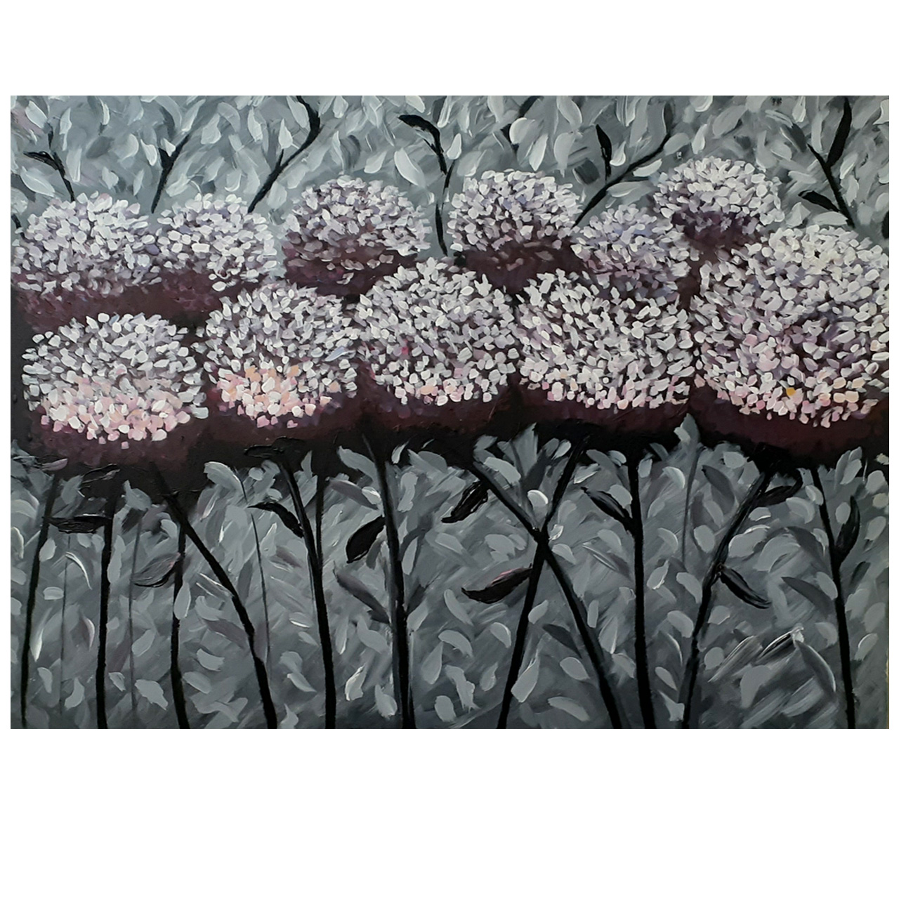 تابلو نقاشی اکریلیک طرح گل هورتانسیا کد 0055