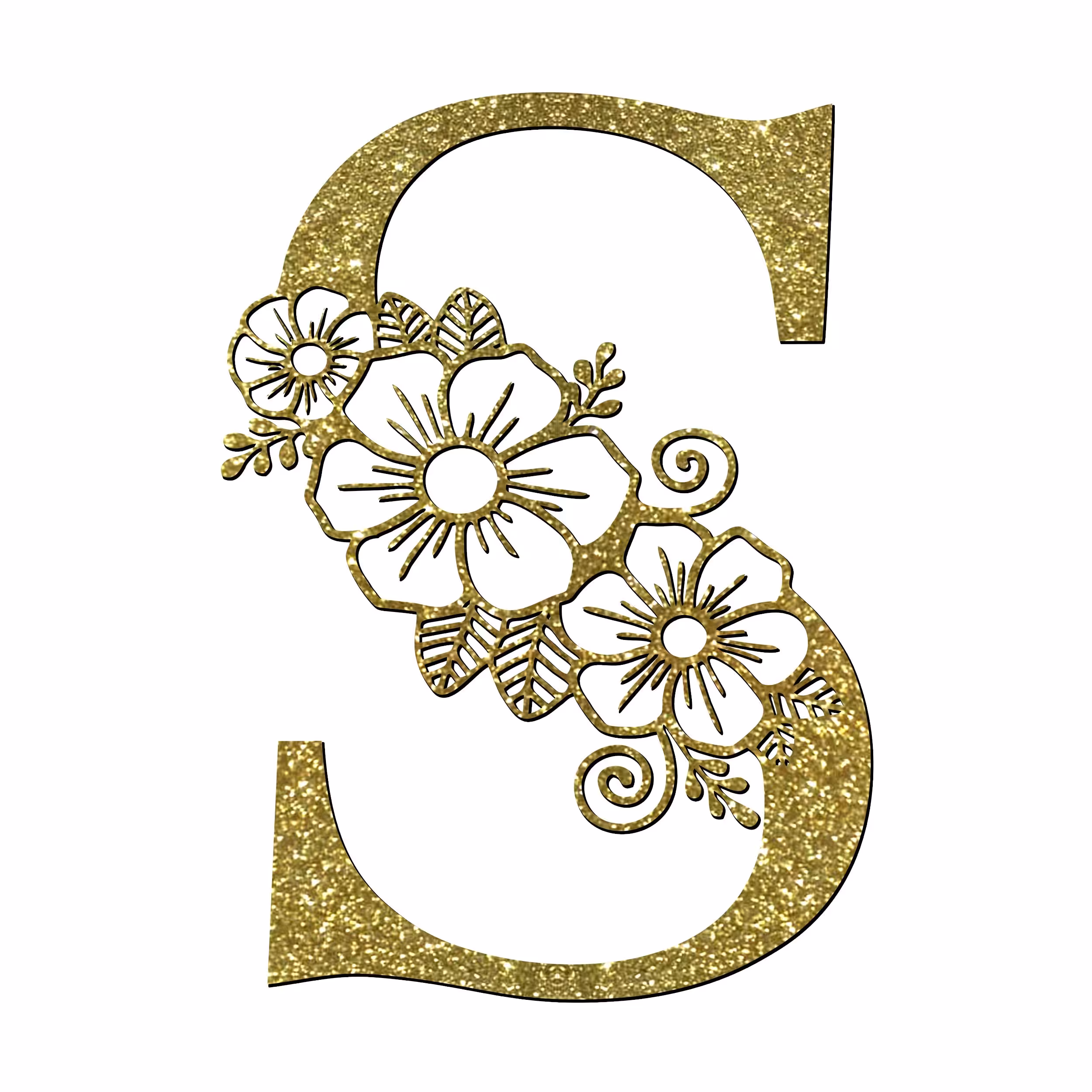 استیکر مدل چوبی طرح حروف لاتین گل دار کد HGOL-T-S