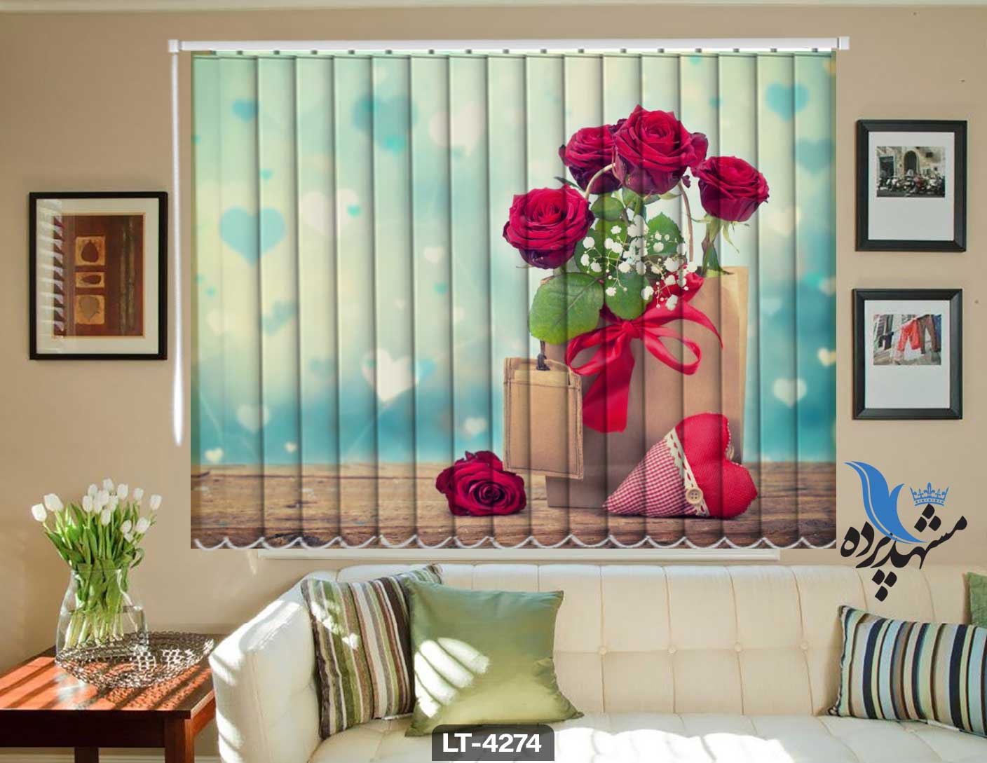 پرده لوردراپه تصویری گل LT4274