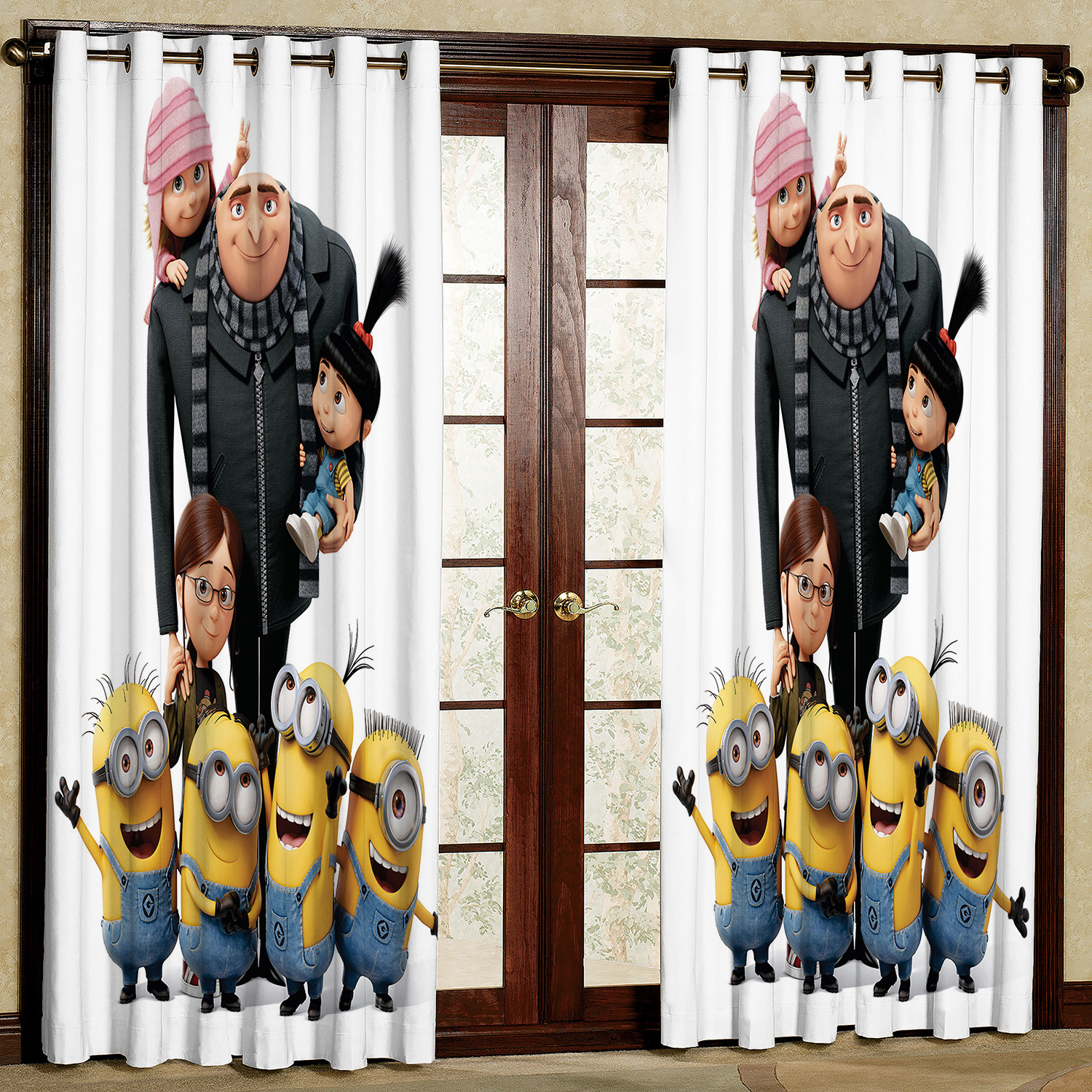 پرده مدل مینیون ها مخمل پانچی کد 2647 سایز 200x140 سانتی متر