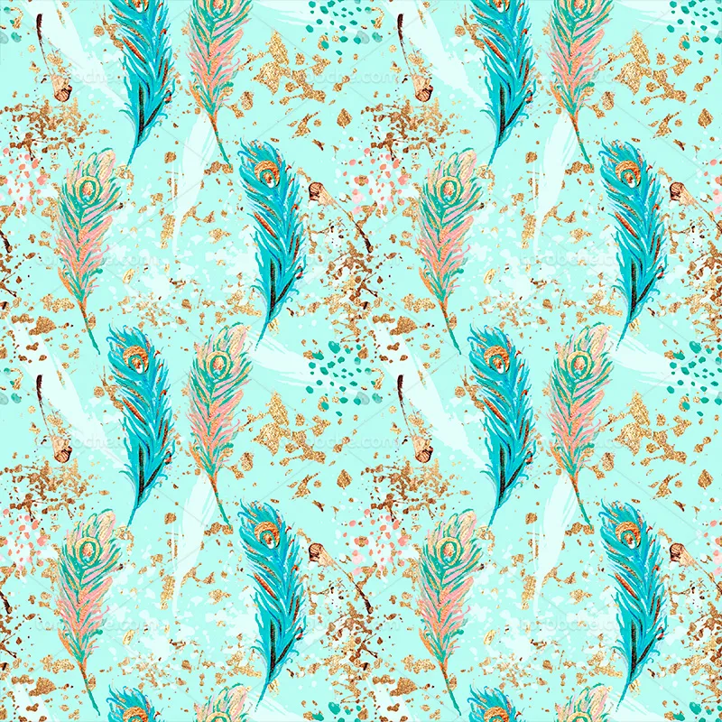 پترن پر های آبی و سبز | گرافیک با طعم تربچه