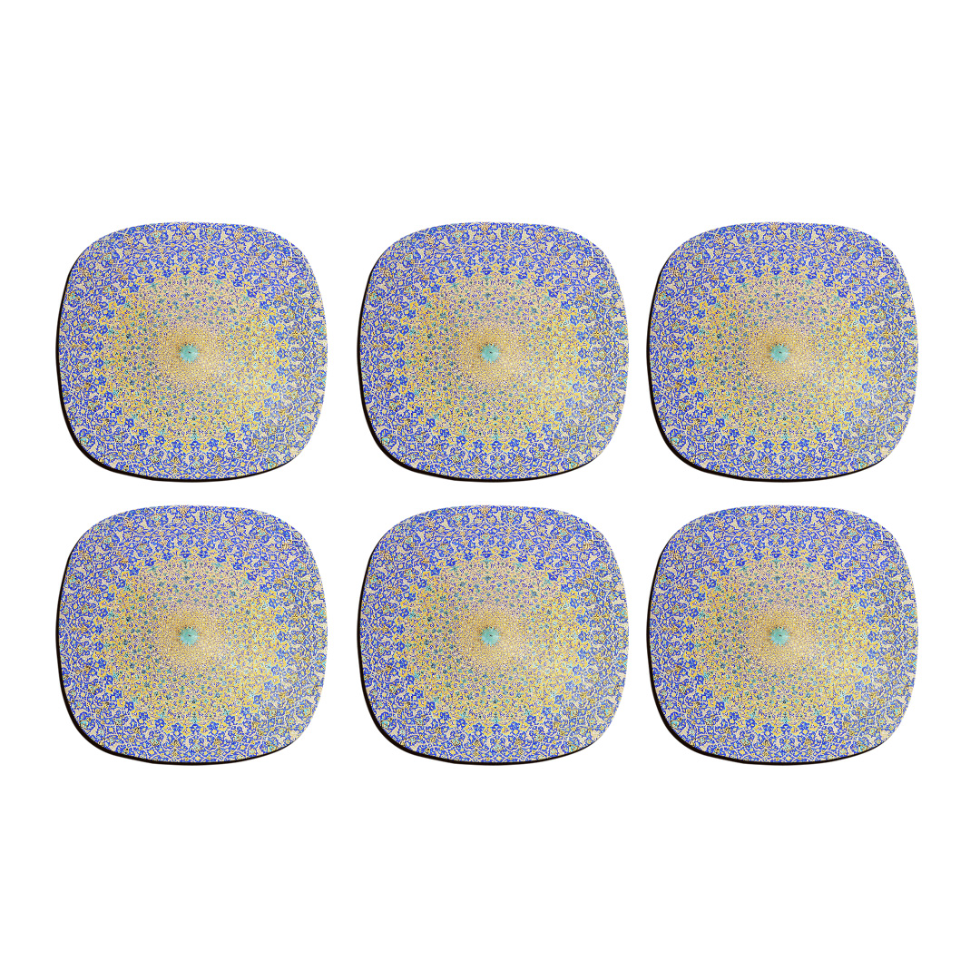 زیر لیوانی ترمه طراحان ایده مدل گنبد نیلی کد cfp001 بسته شش عددی