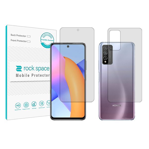 گلس محافظ صفحه نمایش و پشت گوشی آنر 10X Lite مدل نانو هیدروژل شفاف برند راک اسپیس کد 10042S-10656S