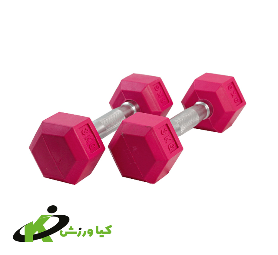 دمبل 6 ضلعی رنگی 3 کیلویی - مشخصات، قیمت و خرید