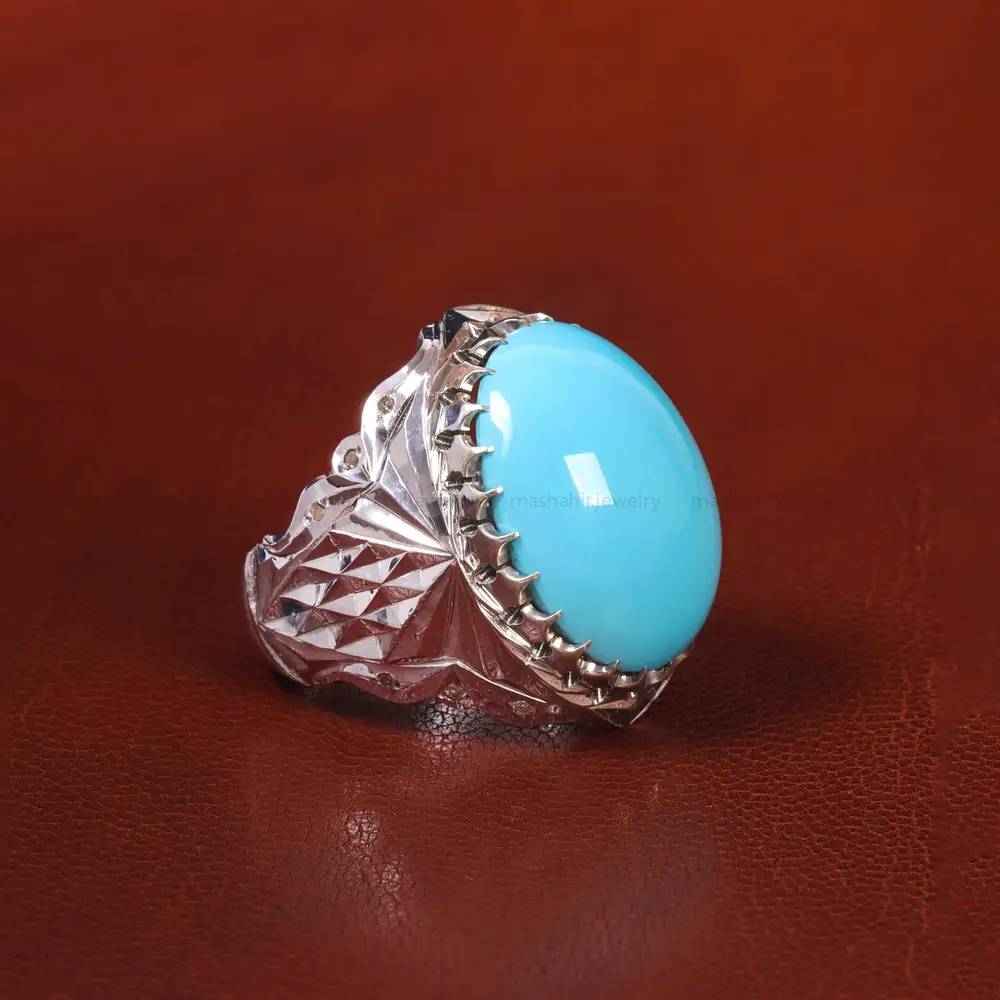 انگشتر فیروزه عجمی20668 - جواهری مشاهیر