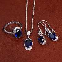 نیم ست طرح یاقوت کبود زنانه کد 27942 - جواهری مشاهیر