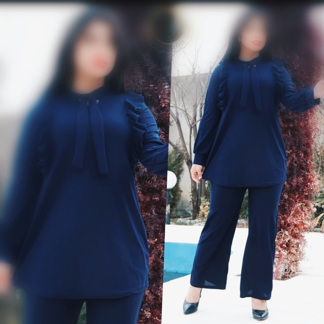 ست شومیز و شلوار کراواتی کرپ پلاس 