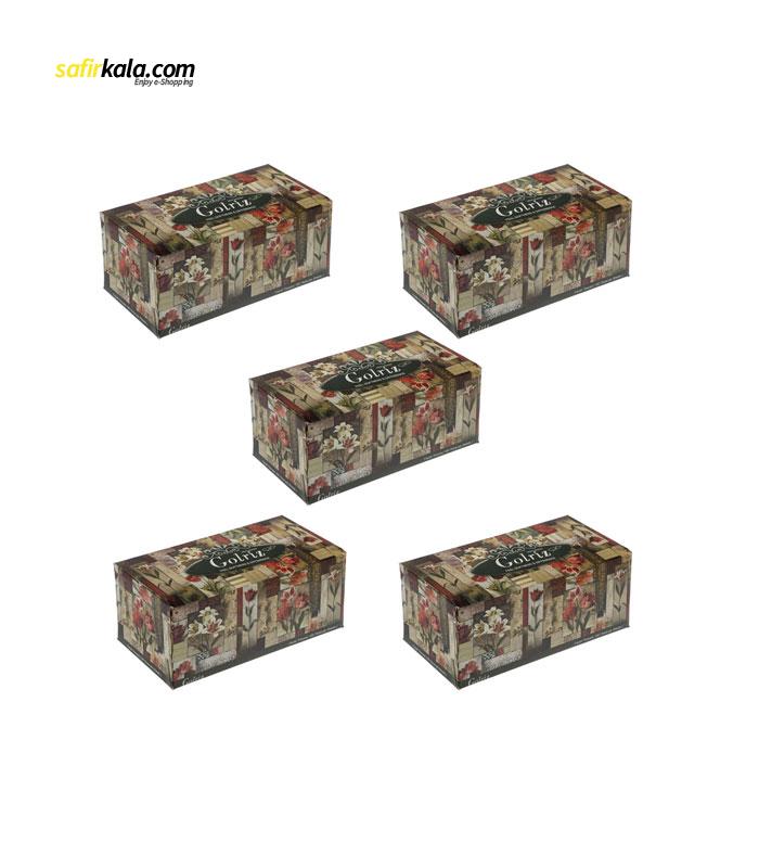 دستمال کاغذی 100 برگ گلریز مدل شقایق بسته 5 عددی