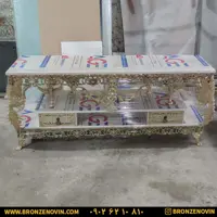 میز تلویزیون برنز مدل گل سرخ سنگین طاووس دار طول 140 کد 9409