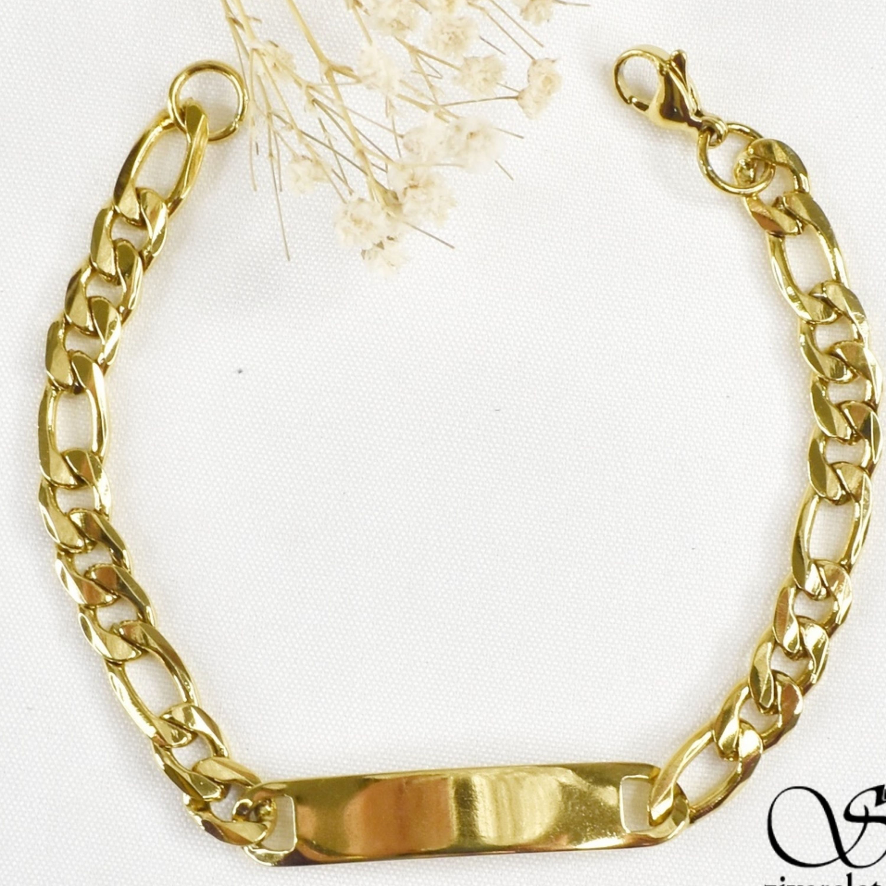 دستبنداستیل پلاکدار طلایی ضدحساسیت روکش طلا کد6779