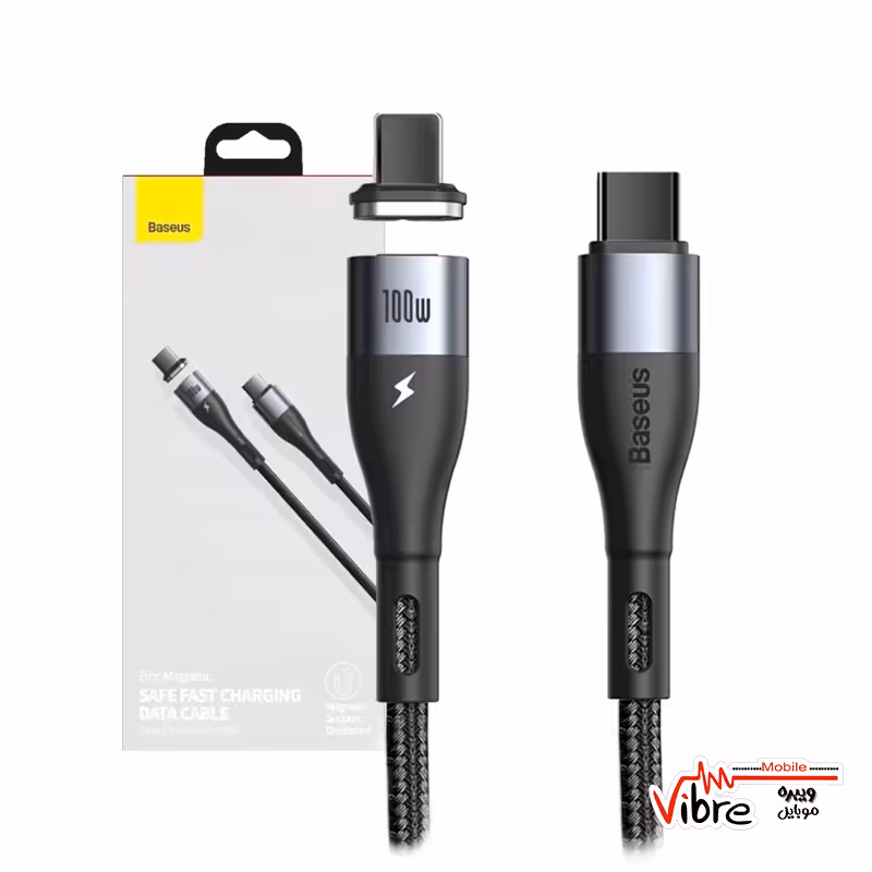 کابل مگنتی تایپ سی به تایپ سی 1.5 متر 100 وات مدل BASEUS ZINC MAGNETIC SAFE FAST CHARGING DATA CABLE  100W CATXC-Q01