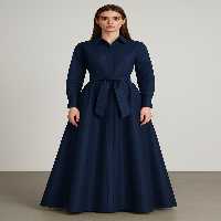 پیراهن آبی زنانه Budge Full Flat Tafta Maxi Design Mert Erkan