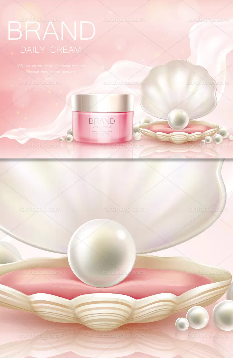 وکتور کرم مرطوب کننده صدفی | گرافیک با طعم تربچه