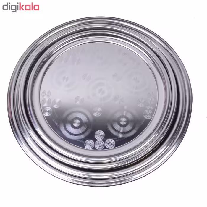 سینی استیل برکان بسته 4 عددی قطر 66 و 60 و 56 و 50 سانتی
