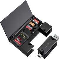 Porodo Blue 2-in-1 Card Reader with Card Holder رم ریدر