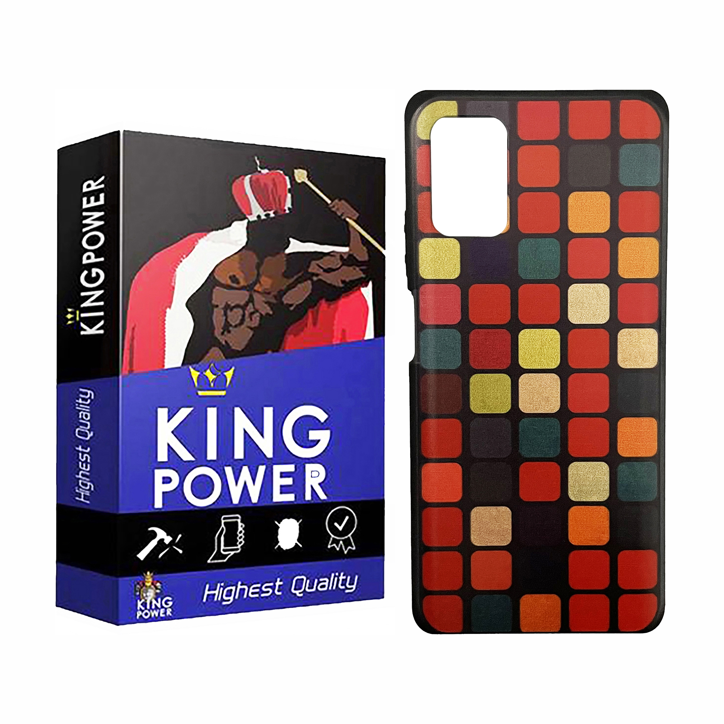کاور کینگ پاور طرح Colorful squares مدل AA22 مناسب برای گوشی موبایل شیائومی Poco M3