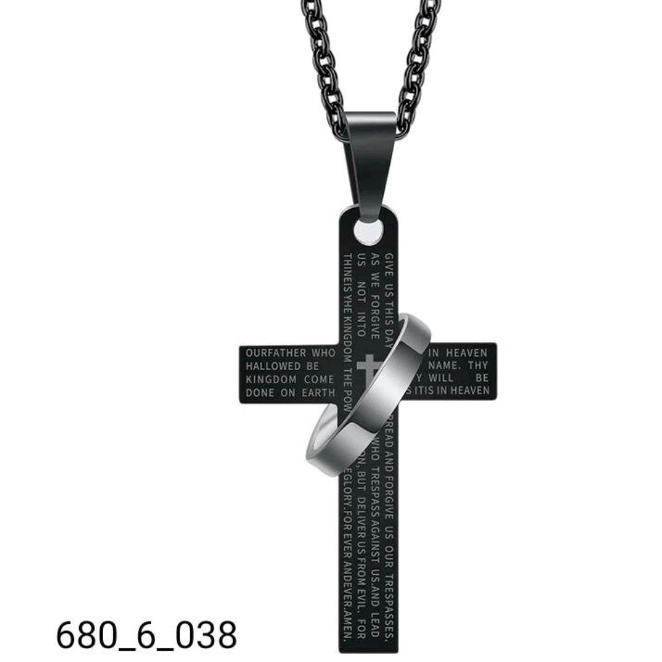 گردنبند صلیب استیل  با زنجیر 