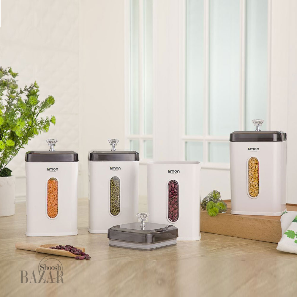 بانکه چهارگوش درب شفاف متوسط (سایز دو ) لیمون کد 1964