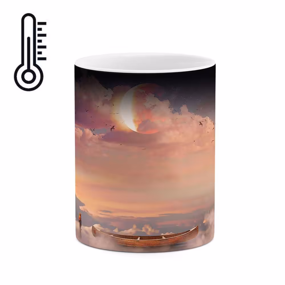 ماگ حرارتی طرح قایق در ابرها مدل mgph02264