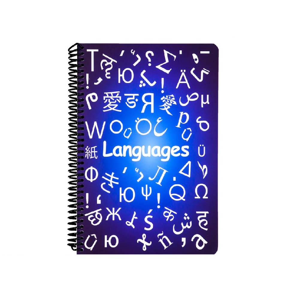 دفتر سیمی 100 برگ دات نوت طرح languages رنگ آبی