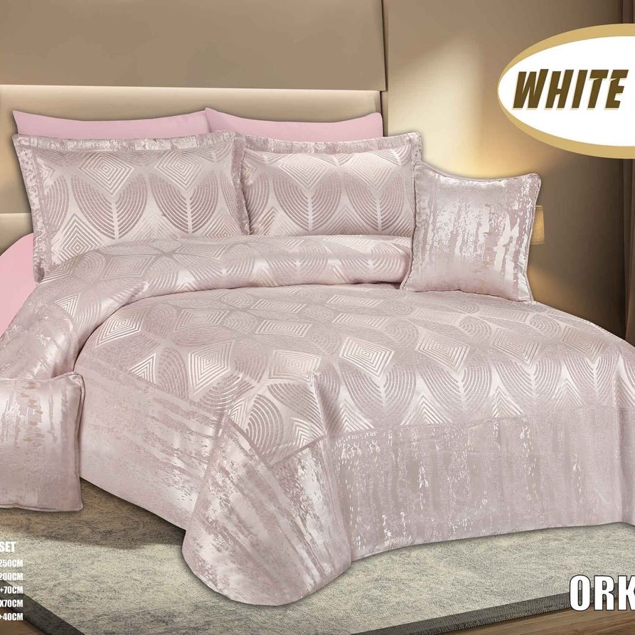 روتختی مخمل پنلی ترک درجه یک برند وایت هوم طرح ارکیده شیک و پرفروش صورتی روشن