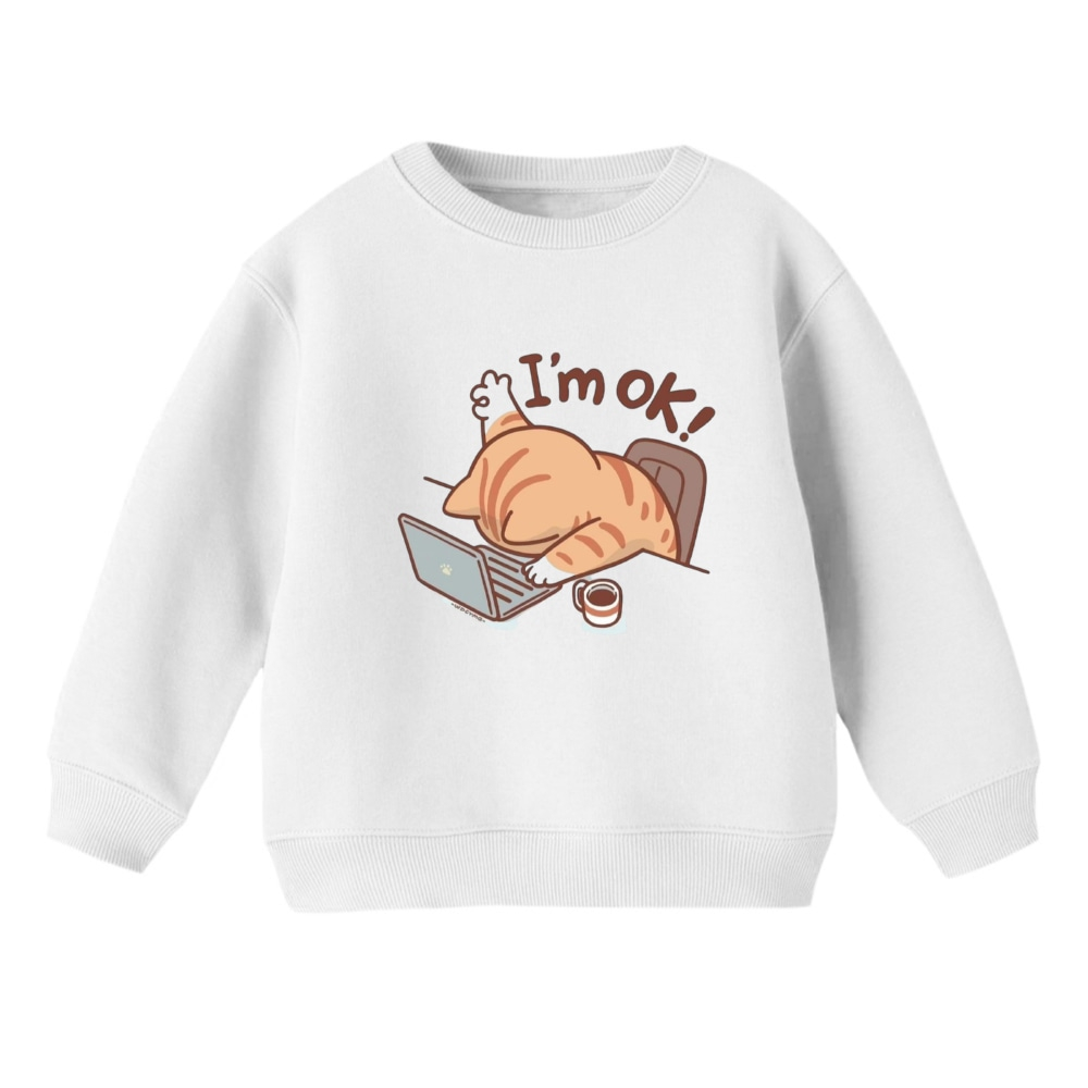 سویشرت بچگانه مدل گربه و لپ تاپ رنگ سفید