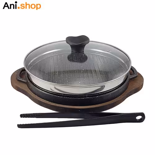 تابه گریل چدن گرد بزرگ باچوب مدل UN-6001 کد 277