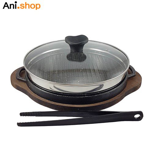 تابه گریل چدن گرد بزرگ باچوب مدل UN-6001 کد 277