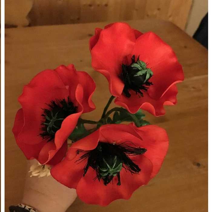 سیلیکون قالب گیری به گز مدل گل شقایق مجموعه 3 عددی