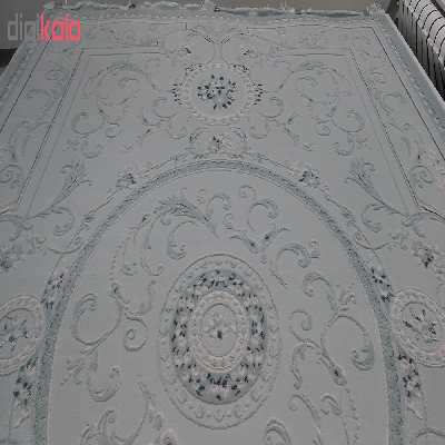 فرش ماشینی زمرد مشهد کد DI12 زمینه سبز آبی