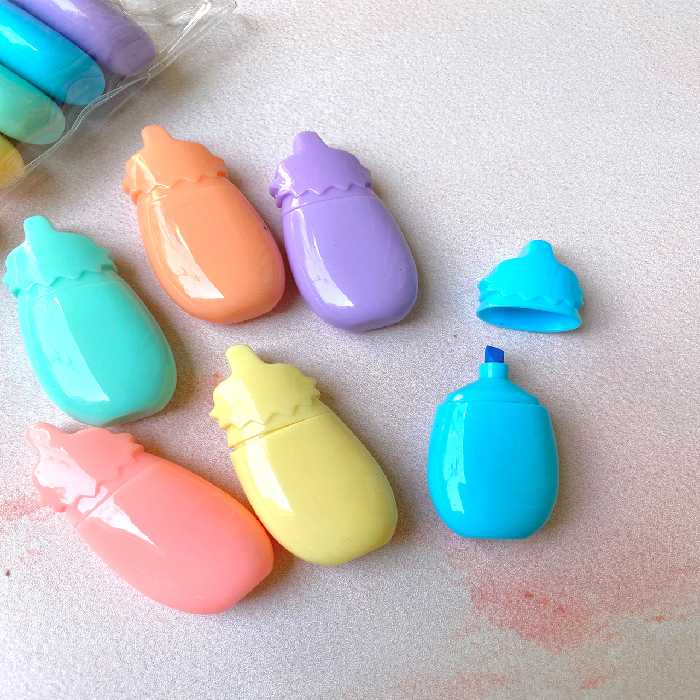 ماژیک علامت گذار طرح بادمجان کد MR032 بسته 6 عددی