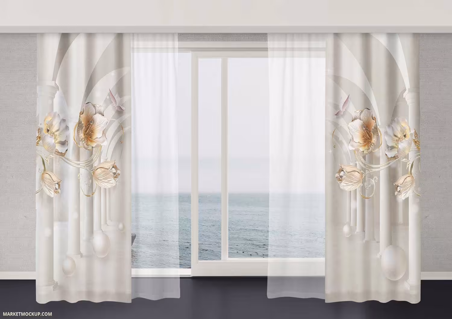 پرده تصویری ستون گل طلایی