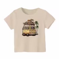 تی شرت آستین کوتاه بچگانه مدل ماشین کد 7 رنگ کرم