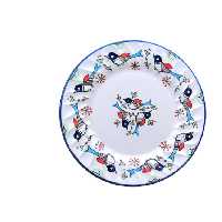 بشقاب چینی میبد مروارید طرح مرغی رنگی مدل میوه خوری