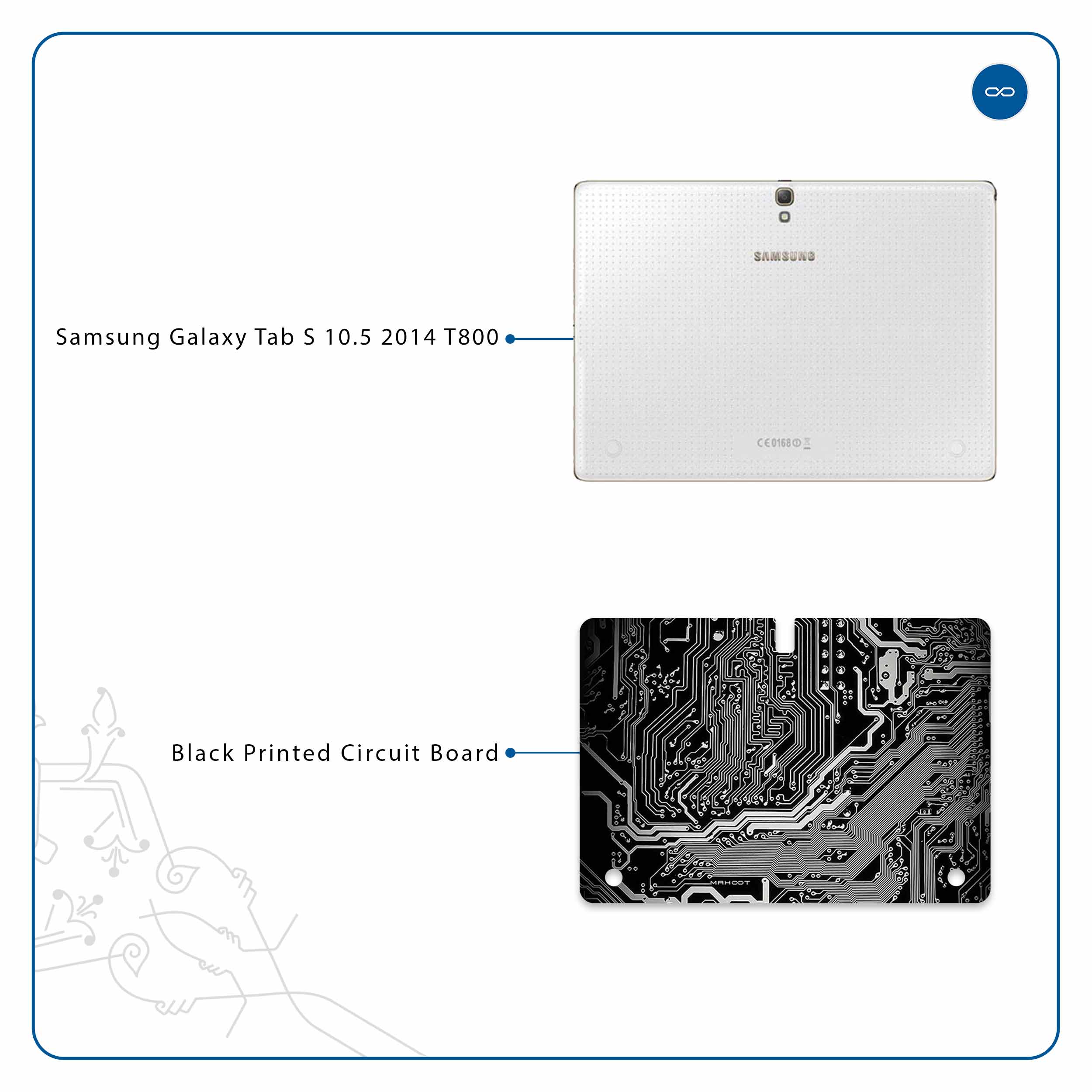 برچسب پوششی ماهوت مدل Black Printed Circuit Board مناسب برای تبلت سامسونگ Galaxy Tab S 10.5 2014 T800