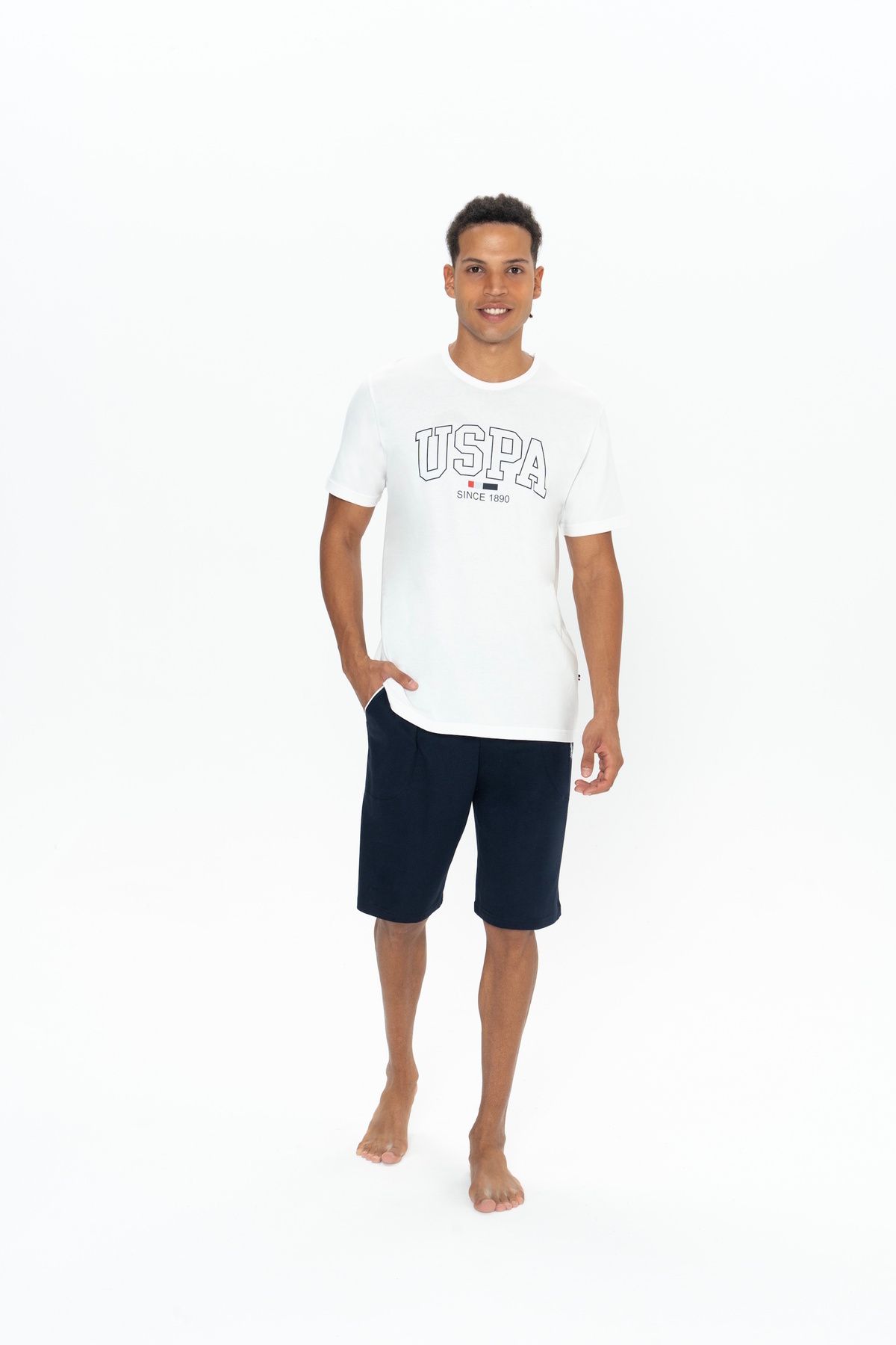 ست پیژامه مردانه تیم شورت های تی شرت گرد یقه با مجوز اصلی جدید فصل US Polo Assn