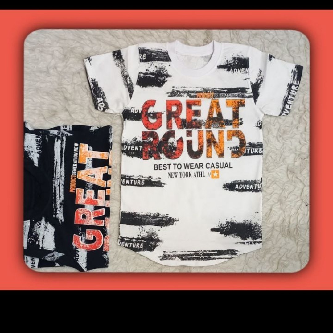 تی شرت تک پسرانه نخ پنبه سایز 50 و 55 در دو رنگ سفید و مشکی