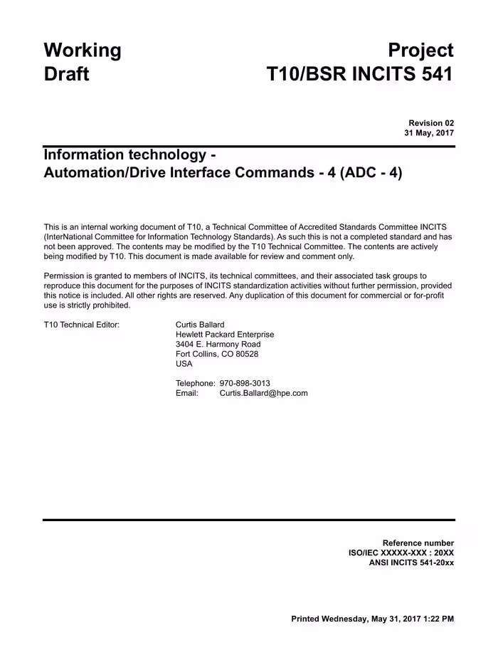 خرید و دانلود نسخه کامل کتاب SCSI Automation/Drive Interface Commands - 3 (ADC-3 r02)