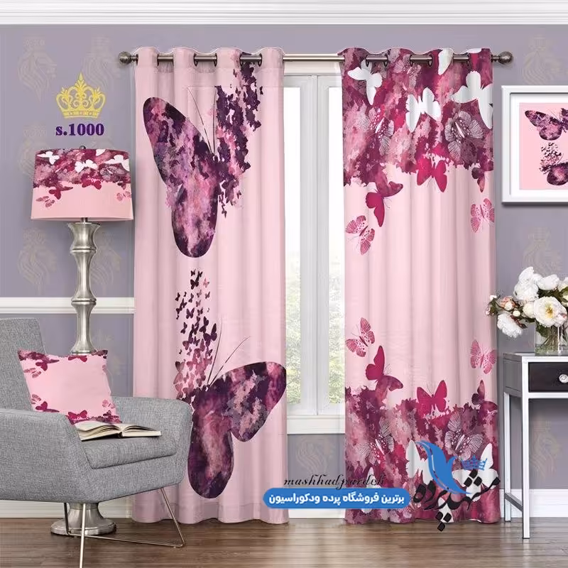 پرده پانچ فانتزی طرح نقاشی فانتزی پروانه ها کد s-1000