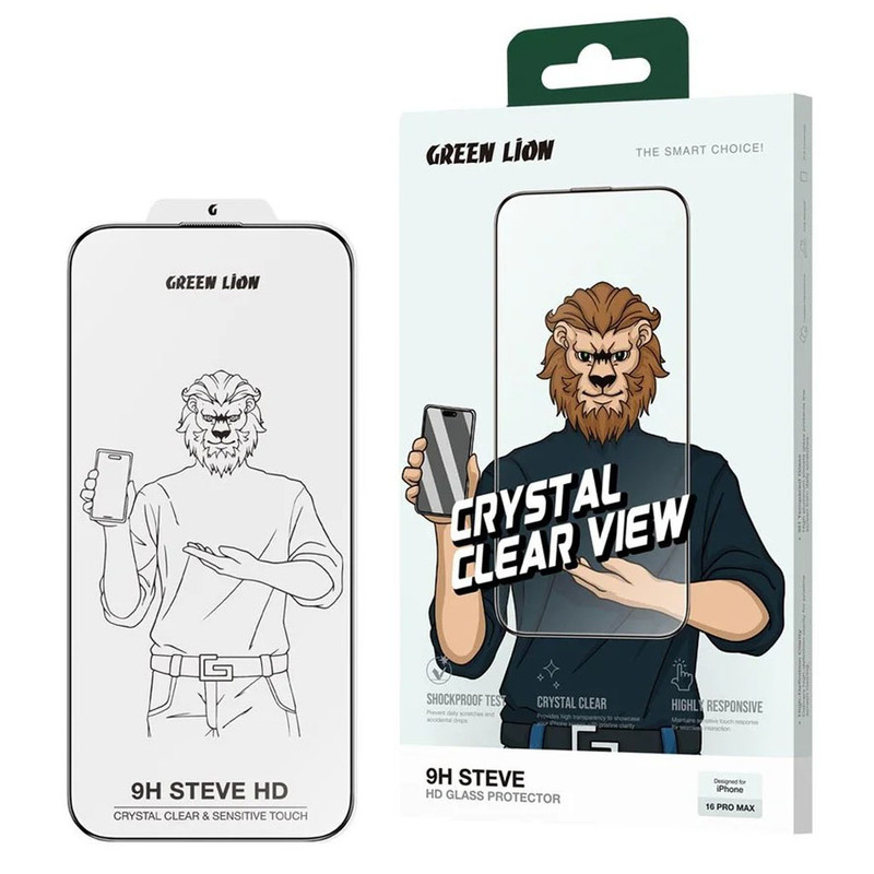 محافظ صفحه نمایش گرین لاین مدل 9H steve مناسب برای گوشی موبایل اپل iphone 16 pro max | کالا برتری