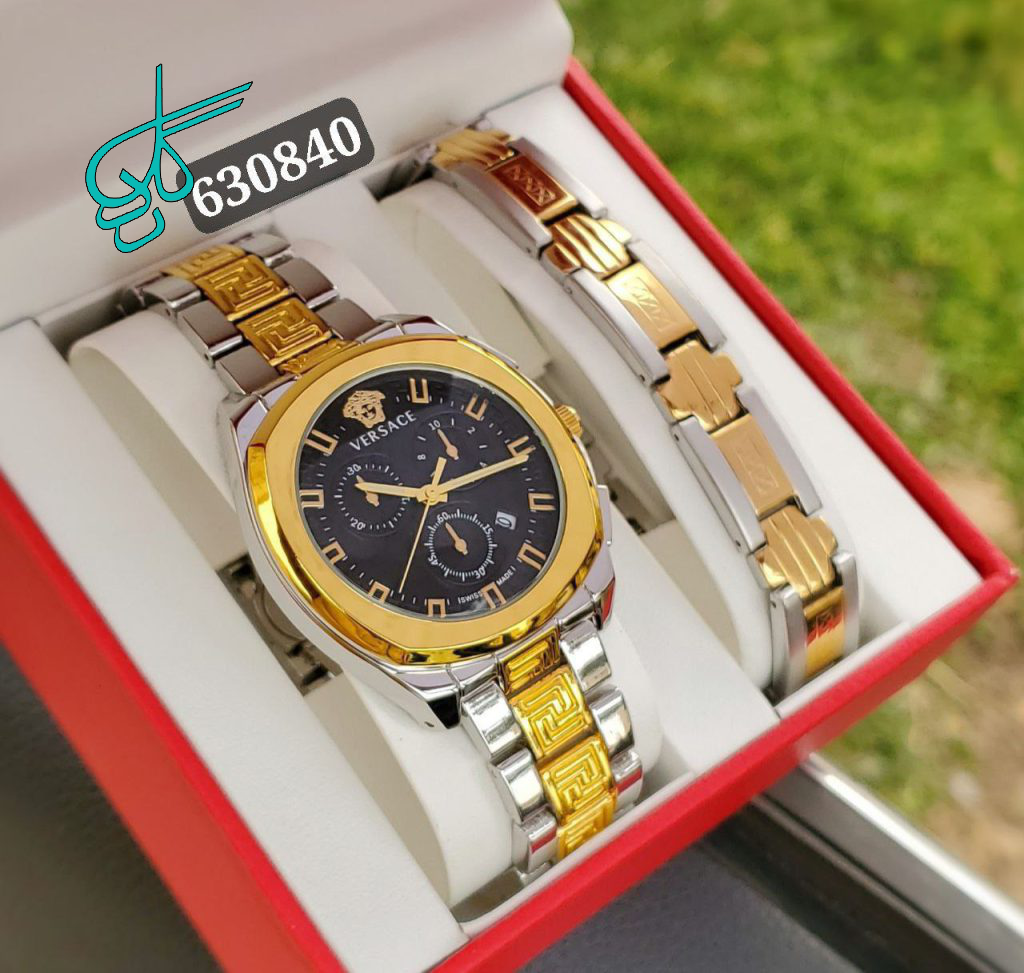 خرید ست ساعت و دستبند زنانه طرح ورساچ کیفیت عالی ویژه روز ولنتاین کیفیت عالی کد 1815341 - ردگل