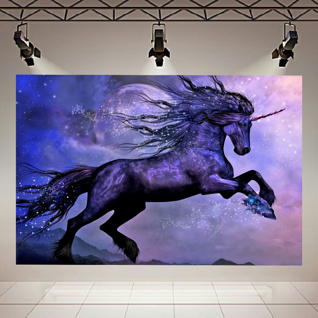 تابلو بوم طرح اسب بنفش مدل تک شاخ کد AR2275