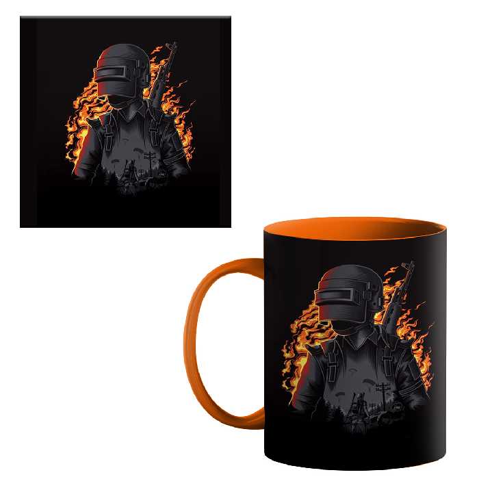 ماگ طرح پابجی کد 600 به همراه زیر لیوانی